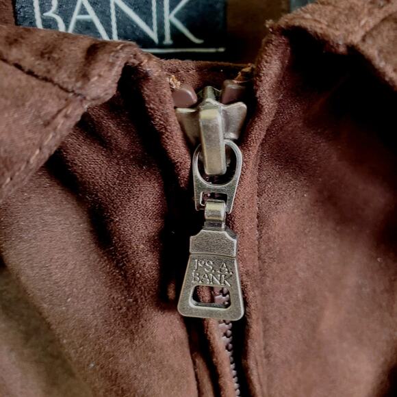 Jos. A. Bank Mens Bomber Jacket Removable Lining Faux Suede Dark Brown Sz XL - Picture 4 of 15